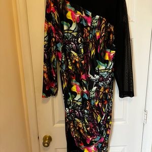 Colorful Print Sheer Shelve Dress